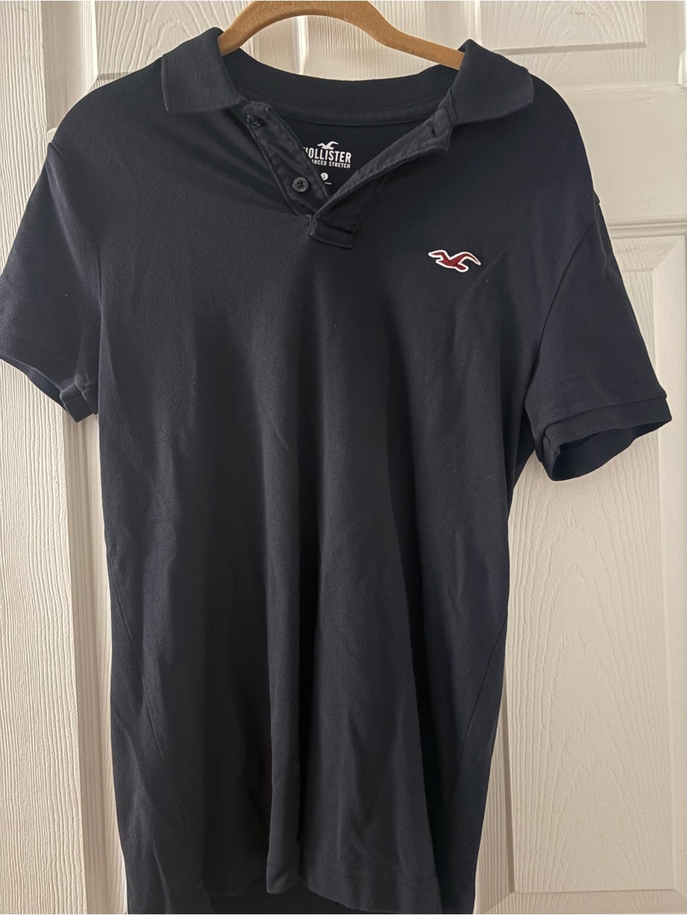 Hollister Men’s Dark Navy Polo with White & Red Logo